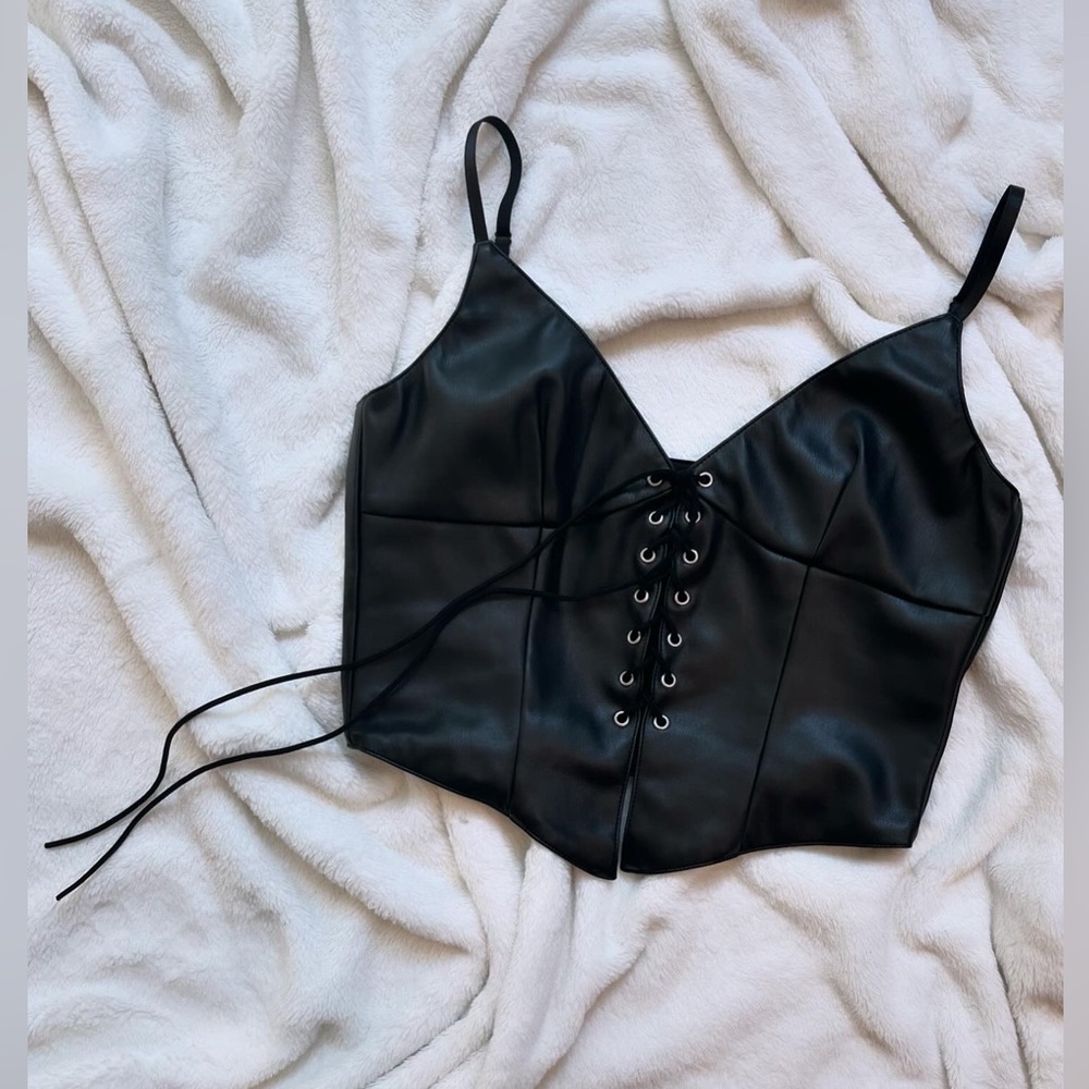 I.AM.GIA CHAMONIX faux corset edgy top